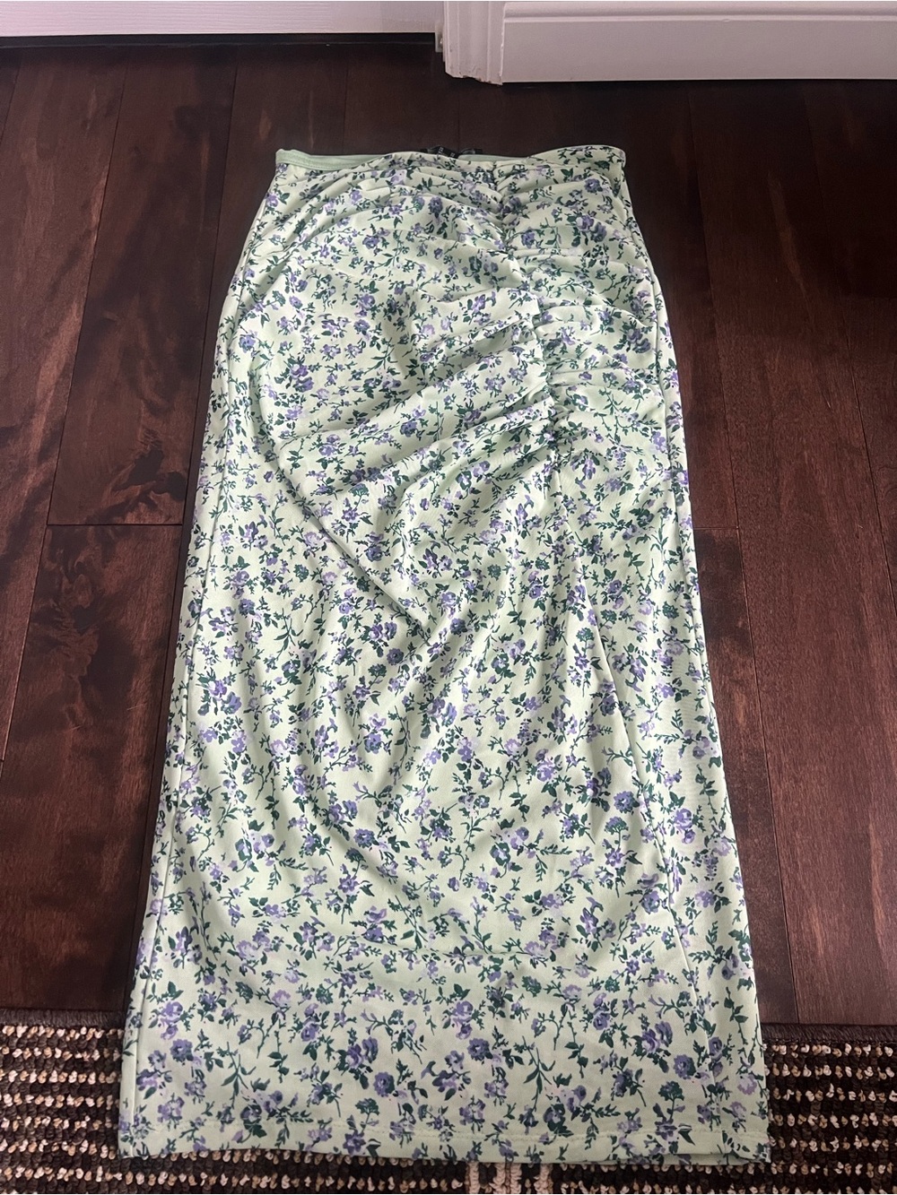 Light Green Floral Maxi Skirt